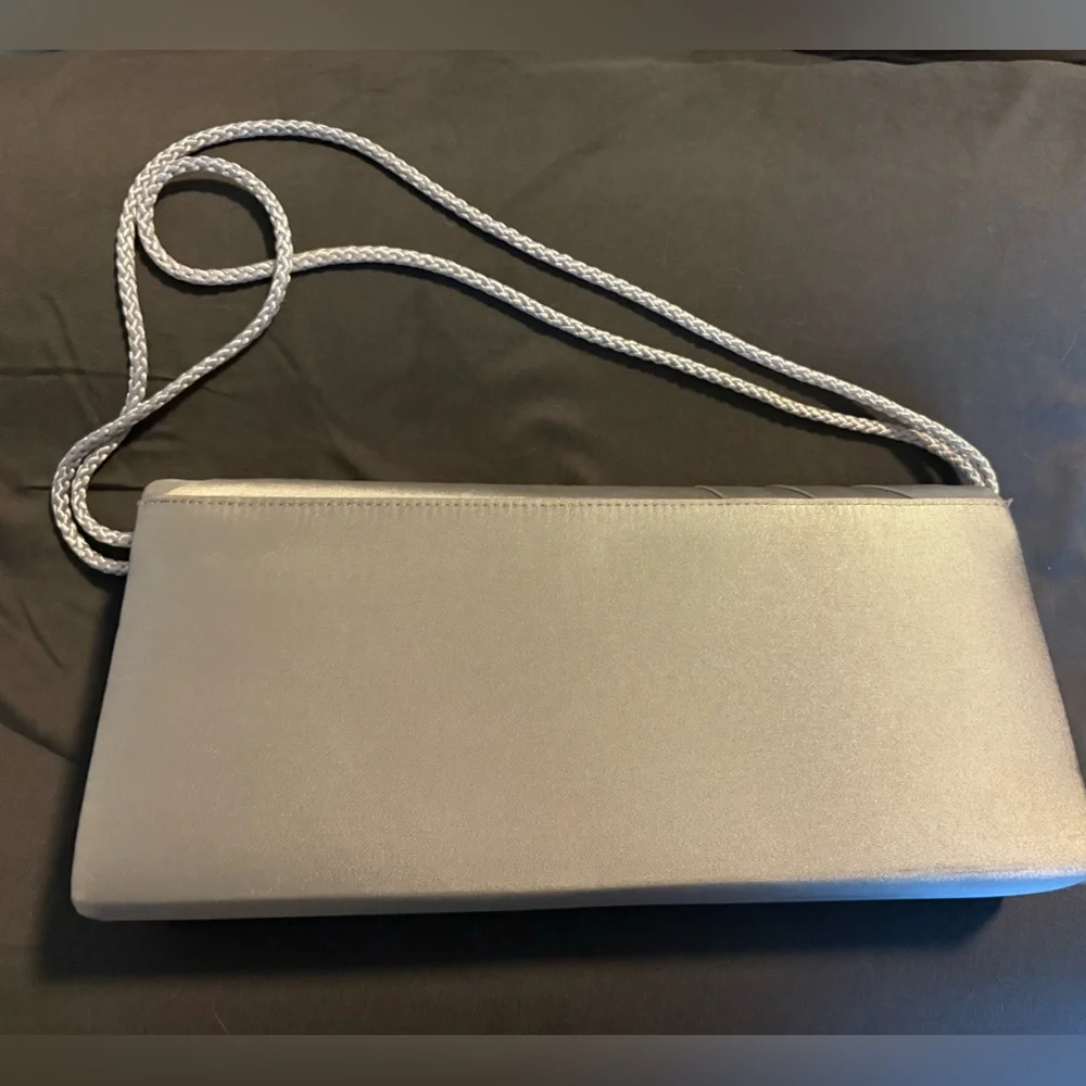 Vintage Kate Landry Silver Pleated Cloth Clutch Plus